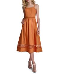 DKNY Bow-back Sleeveless A-line Dress in Natural | Lyst