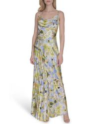 Vince Camuto Cowl-neck Velvet Gown in Green | Lyst