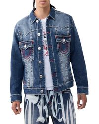 TRUE RELIGION Jimmy Super T Stitch Denim Jacket in Blue for Men | Lyst