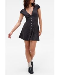 BDG Bryn Plaid Patchwork Fit & Flare Mini Dress in White | Lyst
