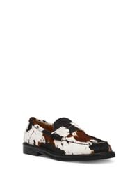 Steve Madden Cow Print Calf Hair Platform Booties in Black