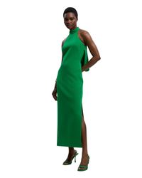 Karen Millen Soft Tailored Halter Maxi Dress in Green
