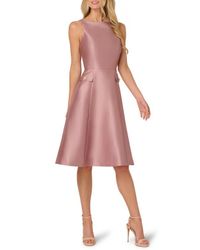 Adrianna Papell Key Hole Mikado Midi Dress in Pink | Lyst