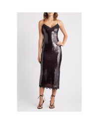 LoveShackFancy Emalia Sequined Lace-Trim Midi Dress in Metallic | Lyst