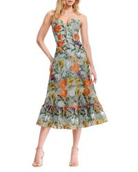 Dress the Population Haldis Metallic Ombré Strapless Cocktail Dress in Red