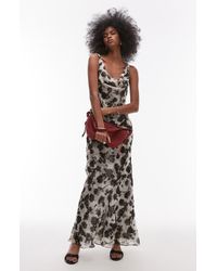 TOPSHOP Built Up Double Layered Cowl Neck Maxi Dress | Lyst