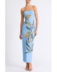 white christmas dresses Selina Abstract Strapless Maxi Dress – VICI main image 1