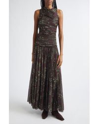 Siedres Alina Open-back Ruched Jersey Maxi Dress in Red | Lyst