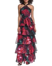 calvin klein floral halter dress Necklace Gown in Black promo-message-field