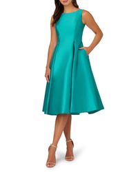 knee length dresses for ladies Aqua Dust Key Hole Mikado Cap Sleeve Midi Dress