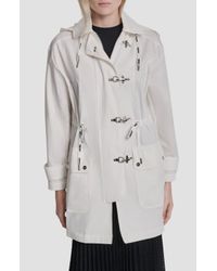 DKNY Fire Clasp Anorak Hooded Metal toggle Jacket in Natural | Lyst