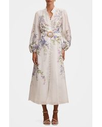 courtney placed floral long sleeve dress Forever New Courtney Placement Print Maxi - Pink