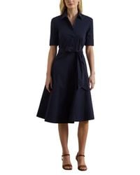 white christmas dresses Poplin Stretch Swirl Maxi Dress Indigo / Large