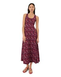 Pact Organic Cotton Fit & Flare Open Back Maxi Dress in Red | Lyst