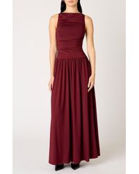 Nia Santal Strapless Drop Waist Maxi Dress in Blue | Lyst