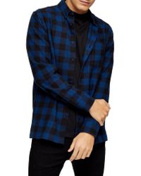 mens blue buffalo check shirt