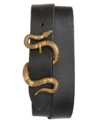 Gucci Leather Snake Buckle Belt in Black for Men - Lyst