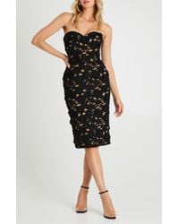 celine appliqué strapless cocktail dress HELSI Celine Appliqué Strapless Cocktail Dress in Natural