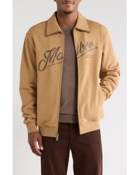 Malbon Golf Logo Patch Zip Jacket in White for Men | Lyst