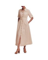 Boden Clara Linen Blend Shirt Dress- Chambray, Embroidered in Blue | Lyst