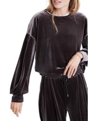 Madewell Black Velvet Balloon Sleeve Sweatshirt