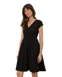 Pact Organic Cotton Fit & Flare Cowl Neck Dress in Black | Lyst