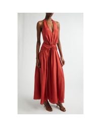 Zimmermann Ascension Plunge Halter Maxi Dress in Natural | Lyst Zimmermann Ascension Plunge Halter Maxi Dress in Natural | Lyst