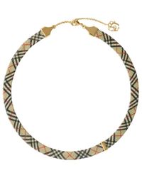 Burberry Check Print Necklace in Metallic | Lyst