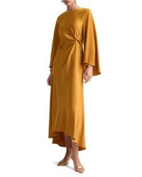 Mango Flared-Sleeve Satin Dress in Pink | Lyst Mango Flared-Sleeve Satin Dress in Pink | Lyst