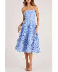 helsi florence strapless a line midi dress – 3D floral appliques HELSI Florence Embroidered Strapless Midi