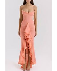 House Of Cb Cesca Floral Ruched High-low Corset Dress in Purple | Lyst House Of Cb Cesca Floral Ruched High-low Corset Dress in Purple | Lyst