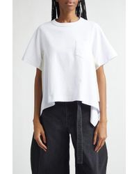 Sacai Nylon Twill & Cotton Jersey T-Shirt in White | Lyst