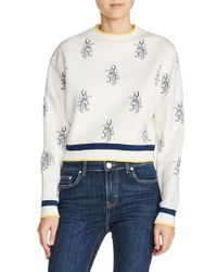 Maje Multicolor Tiger Embroidered Crop Sweatshirt