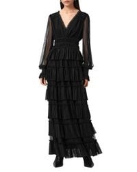 zaphia floral long sleeve tiered dress Tadashi Shoji CII24469L - Long Taffeta (62% Polyester 33% Nylon 5% Span) Sheath Dress