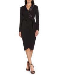 Adrianna Papell Tuxedo Mermaid Long Dress in Black | Lyst