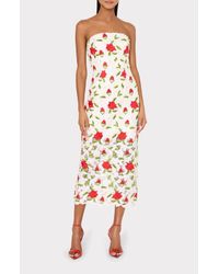 MILLY Kait Fleur Paillette Midi Dress in White | Lyst