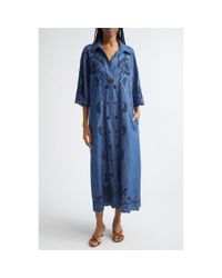 Zimmermann Coco Embroidered Denim Dress in Blue | Lyst