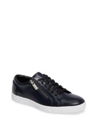 Calvin Klein Leather Ibrahim Cap-toe Zip Sneaker in Dark Navy Leather  (Blue) for Men - Lyst