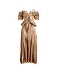 The Vampire's Wife Gold The American Chevron Silk Lam Gown in Metallic | Lyst The Vampire's Wife Gold The American Chevron Silk Lam Gown in Metallic | Lyst