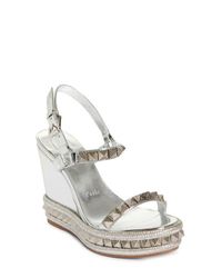 Christian louboutin silver wedges online
