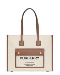 Burberry Medium Soft Canvas Leather Belt Tote in Black Lyst