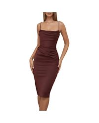 House Of Cb Lois Corset Satin Midi Dress in White | Lyst