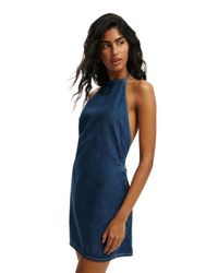 Kimchi Blue Kimchi Hailey Halter Denim Dress in Blue | Lyst
