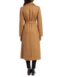 Kenneth Cole Fencer Melton Wool Maxi Coat In Camel Natural Lyst