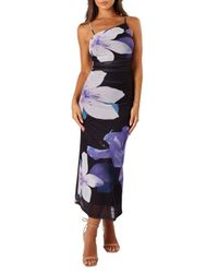Petal & Pup Fira Asymmetric Neck Ruched Maxi Dress in Red