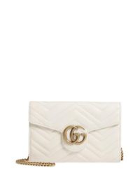 Gucci Gg Marmont 2.0 Matelasse Leather Wallet On A Chain in White - Lyst