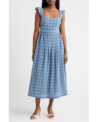 white christmas dresses Moon River Shirred Cotton Poplin Midi Dress MSRP $114 main image 1