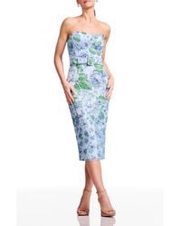 Dress the Population Carina Floral Embroidered Cocktail Midi Dress in  Purple | Lyst