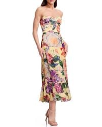 Dress the Population Carina Floral Embroidered Cocktail Midi Dress in  Purple | Lyst