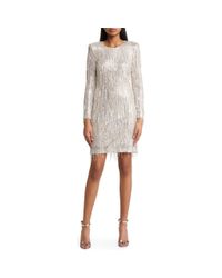 chinese dress ladies Jayla Long Sleeve Sequin Feather Mini Dress